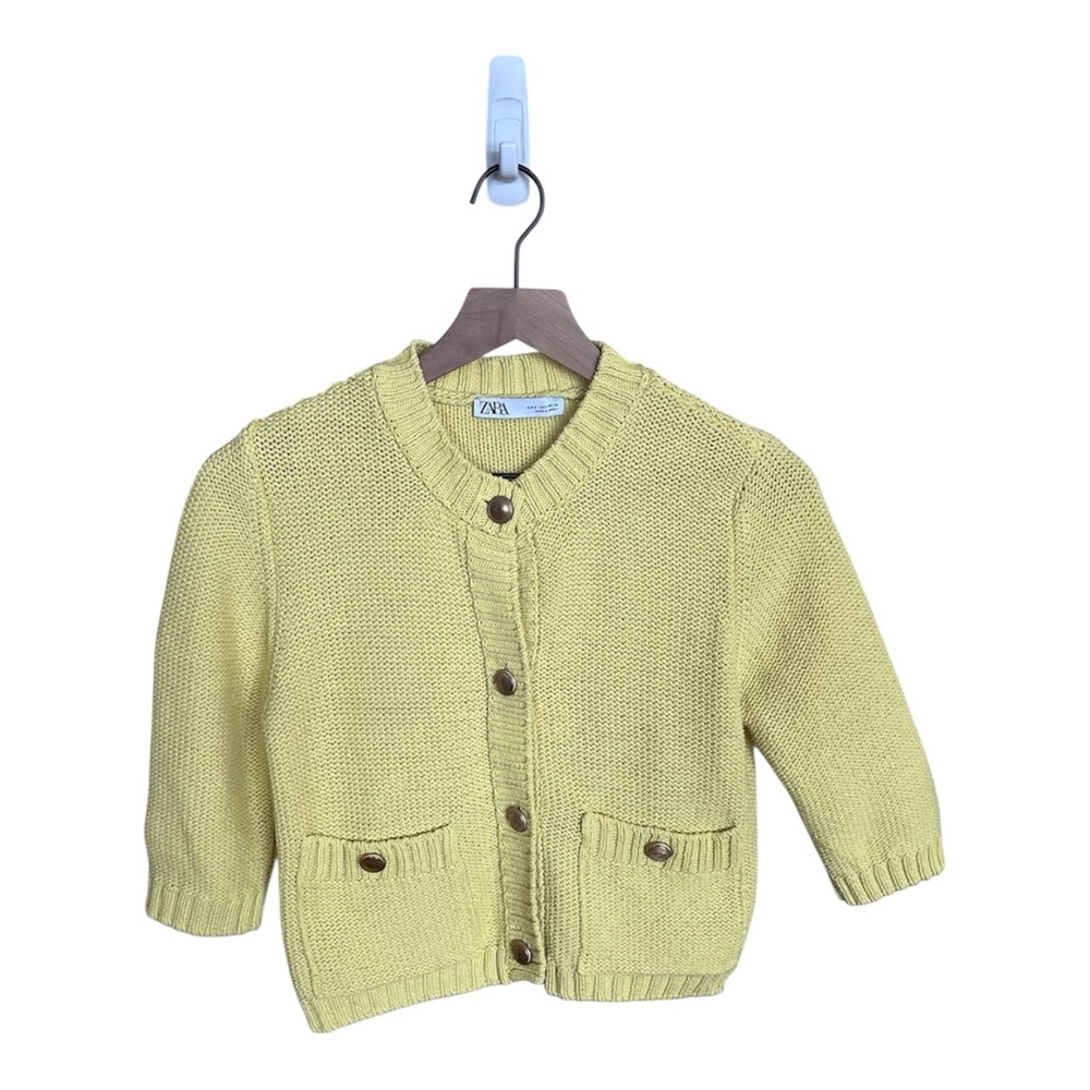Zara Knit Cardigan with Pockets - Mustard Yellow S